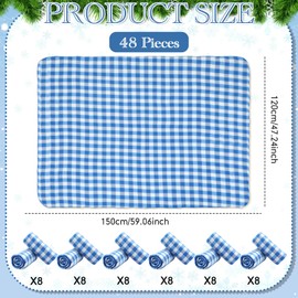 Moukeren 48 Pcs Buffalo Plaid Throw Blanket Bulk, 59 x 47 Inch Fleece Bed Throw Winter Warm Lightweight Blankets Soft Plush Plaid Blanket Bulk for Bed Couch Sofa Office or Homeless Gifts (Blue,White)