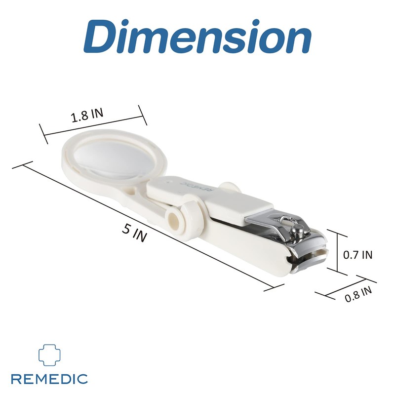 Remedic Extra Large Nail Clippers with Magnifier for Fingernails &