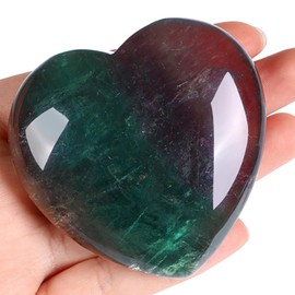 AWARDSEN 60 mm Fluorite Large Heart Crystals Gemstones Gifts for Women, Reiki Healing Stones Worry Stone for Valentine's Day, Birthdays, Anniversary, Mother's Day and Thanksgiving Day