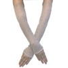 Gloritmo Women's Long Fingerless Sheer Gloves Rhinestone Elbow Length Mesh
