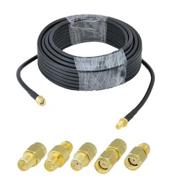 ACONRFTOL RP-SMA-Verlängerungskabel Stecker Buchse 10M RG58 Koaxialkabel mit 5Stück RP SMA Adapter 50ohms WiFi Antenne Verlängerungs Geringer Verlust für Sicherheit IP Kamera Wireless Netzwerkkarte