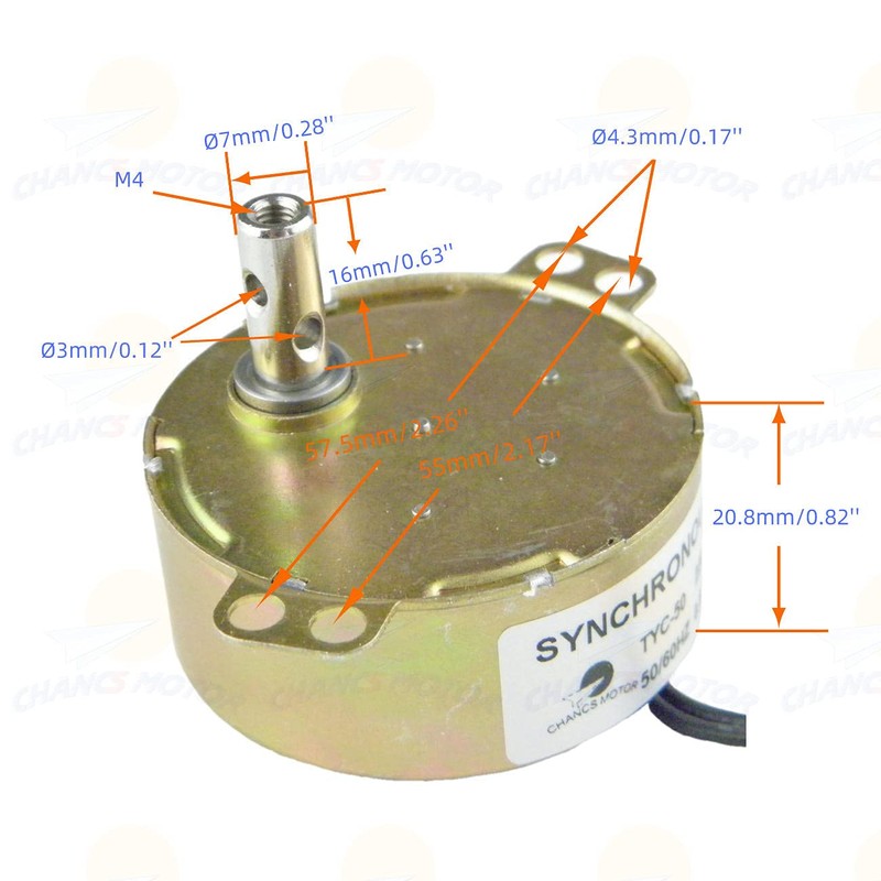 CHANCS TYC-50 Synchronous Motor 12V AC 5-6RPM CW/CCW 4W Gear