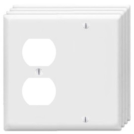 Duplex Receptacle Outlet/Blank Device Wall Plates 2-Gang Switch Electrical Cover Plate Unbreakable Thermoplastic Faceplate for Light Receptacle Outlet Switch, White (4 Pack)