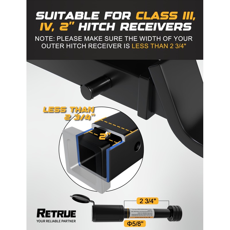 RETRUE Trailer Hitch Receiver Pin Lock, Suitable for 2 Inch