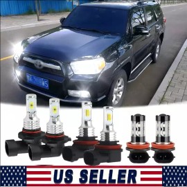 For Toyota 4Runner 2010-2021 - 6x LED Headlight Bulbs Hi/lo Beam+Fog Light Kit