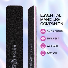 10pcs - PANA Jumbo Double-Sided Emery Nail File for Manicure, Pedicure, Natural, and Acrylic Nails - Black (Grit 60/60)