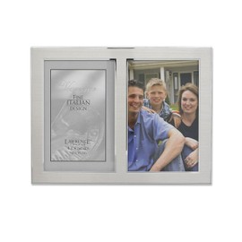 Lawrence Frames 2-Tone Double Opening Panel Picture Frame, 4 by 6-Inch, Brushed Silver Metal and Shiny Metal