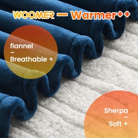 WOOMER Heated Blanket, Full Size 77"x 84" Soft Flannel Fast Heating Blanket with Multi-Color Option, 10 Heating Levels & 0.5-12H Auto Off, Over-Heat Protection