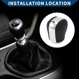 Hihaha 6 Speed Manual Gear Shift Knob for Nissan X-Trail 2002-2007 / Front Stick Shifter Lever Knob/Durable Plastic Faux Leather / 1 Pcs Black Silver Tone