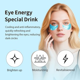 Pack of 60 Eye Pads Hydrogel Masks with Hyaluron, Eye Pads Against Dark Circles, Deep Hydration Moisturising Eye Pad Mask, Reduces Dark Circles and Puffiness, Anti-Wrinkle (Blue)