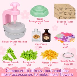 Art and Crafts Kits for Kids Girls Ages 4-6 6-8 8-12 Fabric Flower Bouquets Toys Creative DIY Craft Kits Preschool Learning Activities STEM Kids Toys Birthday Gifts for 4 5 6 7 8 9 10 Year Old Girls