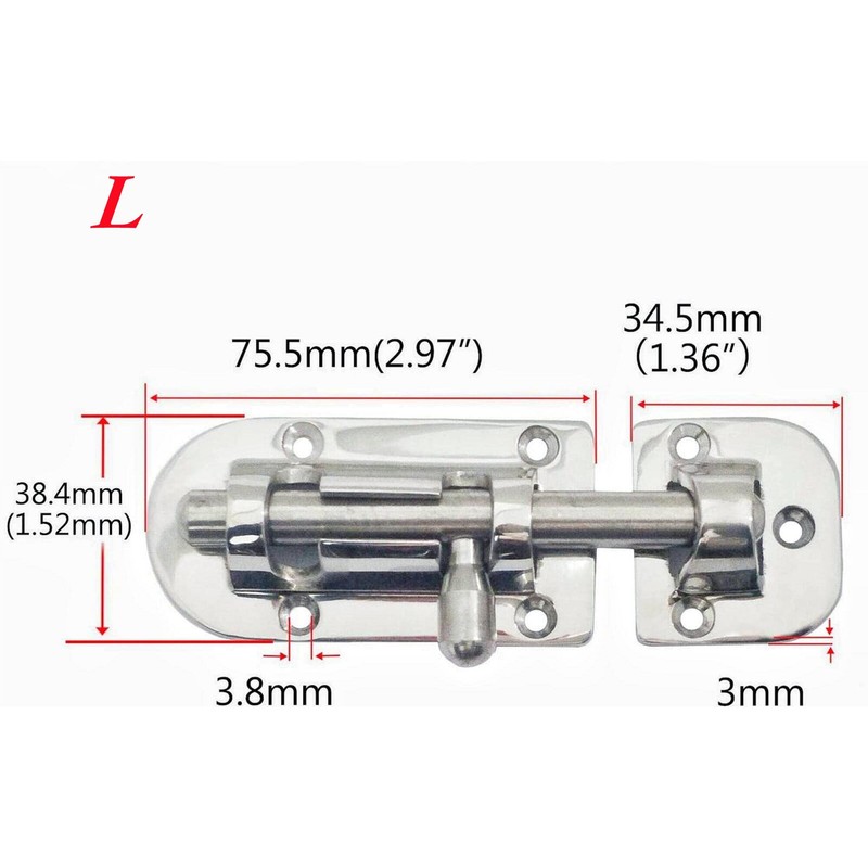 1/2Pack Stainless Steel 316 Door Window Lock Latch ，Marine Barrel