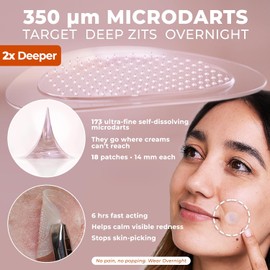 OMMA Korean Microdart Acne Patch, Cystic Acne Treatment, Micropoint Pimple Patches for Face for Early-Stage Painful Zits, Salicylic Acid & Tea Tree - 17 mm Zit Stickers (18 Count)