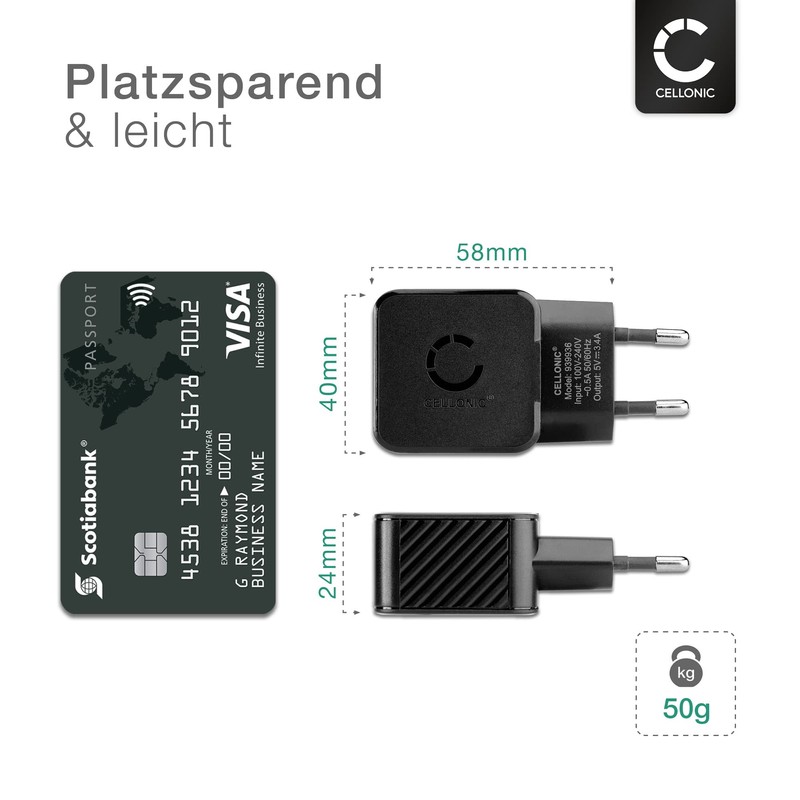 CELLONIC® 2 Fach USB Ladegerät (2 Pack) für 5V /