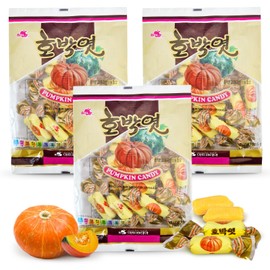 COELO Pumpkin Yeot 105g x 3Packs (Total 11.11oz) Korean Traditional Sweet Soft Candy Dessert Chewy Texture Treats Office Snacks Camping Holidays Share Size On-the-Go Individually Wrapped K-Food 호박엿