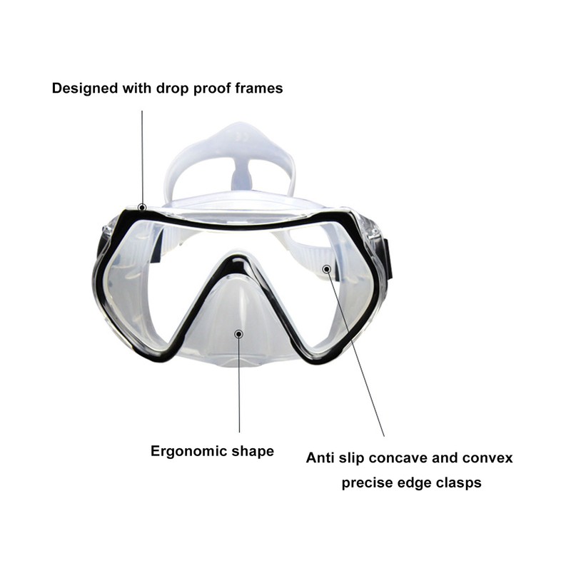 Diving Goggles Silicone Glass Plastic Ultra Clear Comfortable Adjustable Diving