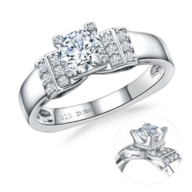 AGRULE Moissanite Rings for Women, Sterling Silver 1.2 Cttw D Color VVS1 Lab Created Diamond Engagement Ring Wedding Bands Size 8.5