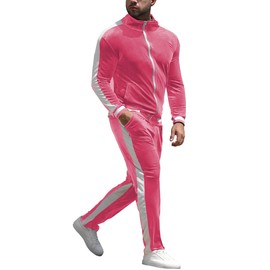 YAOGRO Velour Tracksuit Sweatsuit Set:Men's Jogging Suits Full Zip Casual Jackets Pants 2 piece Outfit Athletic Workout