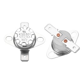 uxcell 2pcs KSD301 Thermostat 140°C/284°F 16A Normally Closed N.C Adjust Snap Disc Temperature Switch for Microwaves,Oven,Coffee Maker,Ceramic Material