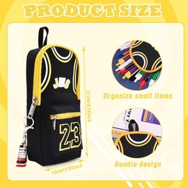 Basketball Pen Bag, Number 23 Basketball Star Sport Pencil Case, Key Ring, Sports Pencil Box for Children, for Office, School, 2 Pieces