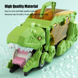 Dinosaur Ultimate Hauler Track Toy for Boys, Transforms into Stomping Dinosaur with Race Track Ultimate Transporter Hauler Toddler Toys (Red)