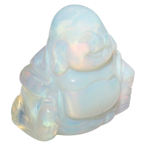 mookaitedecor Opalite Happy Buddha Crystal Figurine Carved Statue Pocket Stone Home Decoration 1.5 inch