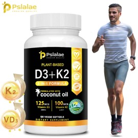 Pslalae Vitamin D3 + K2 Capsules - Immune Support, Bone, Teeth, Heart & Joint Health - One bottle-Trial stage