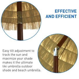 8 feet Round Hawaiian Style Outdoor Thatched Tiki Umbrella with Tilt and Carry Bag Including (8 Feet, Natural)