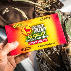 Wildlife Research Scent Killer Gold Autumn Formula Dryer Sheets for Hunting, Pack of 40