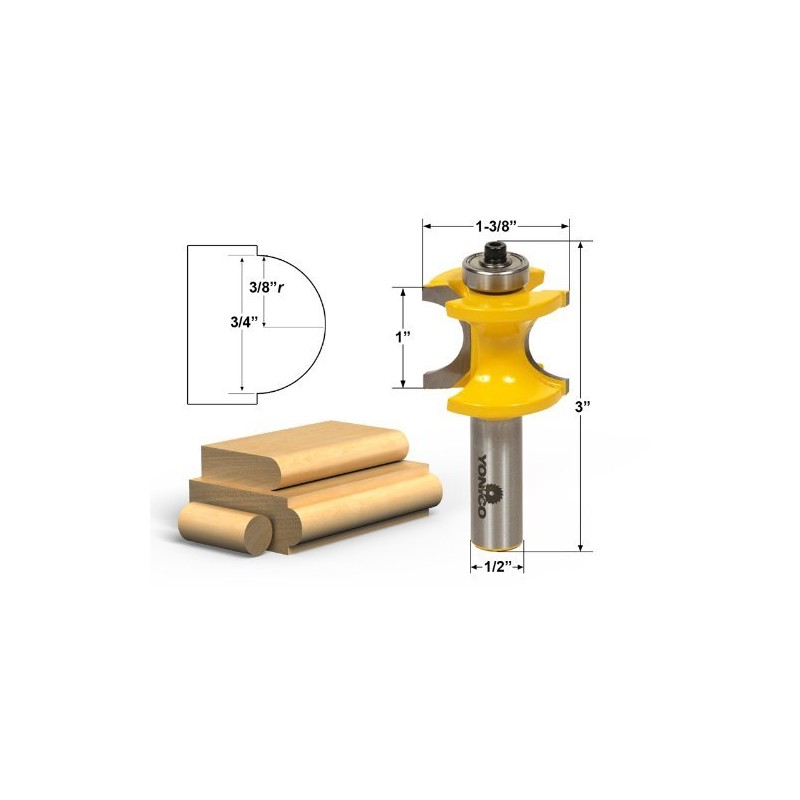 Yonico 13515 5 Bit Bullnose Router Bit 1/2-Inch Shank