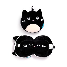 Relaxeazzz Black Cat Ferrin Fine Cute Plush Stuffed Animal Cushion Pillow for Naps and Naps