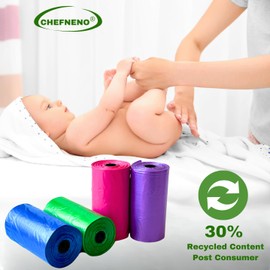 Baby Diaper Bag Disposable Refill 8 Rolls (104 Diaper Sacks) Dog Poop Waste Bags Cat Litter Clump & Poop Bags Sanitary Pad Waste Bags (8 Rolls, Unscented)