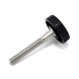 1/4"-20 x 1-3/4" Thumb Screw Stainless Steel - Black Knurled Round Plastic Oversized Knob - Standard/Coarse Thread Thumbscrew - Length: 1.750" - Proudly Built in USA - Package of (10)