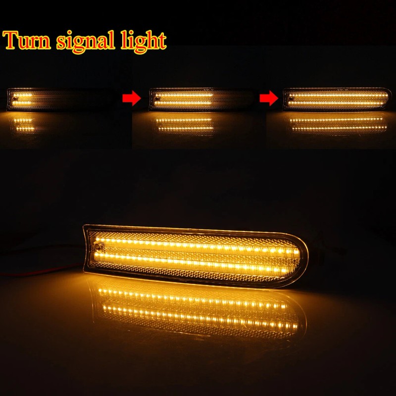 GTINTHEBOX Clear Front Bumper Switchback LED Paking Signal Lights For