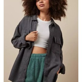 American Eagle Women's Oversized Fleece & Love Shacket, Gray Small NWT NEW