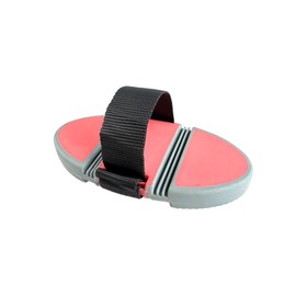 Rubber Curry Comb Massage Brush with Velcro Fastening Flexible Ergonomic for Horse Cleaning Tool (Coral Pink Grey)