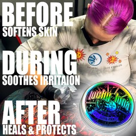 LuckyLuna Organic Tattoo Aftercare, Tattoo Moisturizer for Color Longevity, All-Natural Organic, No-Petroleum Tattoo Lotion, Fragrance-Free After Care, Tattoo Brightener