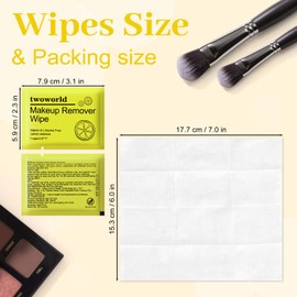 Makeup Remover Wipes Bulk Individually Wrapped,Travel Makeup Wipes Gentle for Face Cleansing Mascara Lipstick Travel Hotel（lemon,pack of 50)