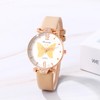JewelryWe Butterfly Dial Leather Watch: Ladies Yellow Simple Casual Analog