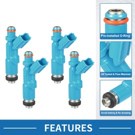 A ABSOPRO Fuel Injector No.23250-29015 Fuel Injection Nozzle for Toyota Yaris Vitz 1999-2005 1.0L 1.3L Blue 4 Pcs