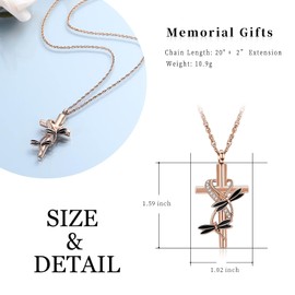 AIWENXI Dragonfly Cross Urn Necklaces for Ashes Infinity Cremation Necklaces Stainless Steel Memorial Keepsakes Ash Holder Pendant for Men Women