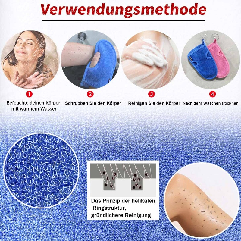 LETAO® Bamboo fibre exfoliating gloves, exfoliating gloves, hamam gloves for