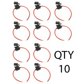 VOODOO (10) 12 Gauge Gauge ATC Inline Fuse Holder Fuseholder with Cover & (10) Fuses (20 AMP)