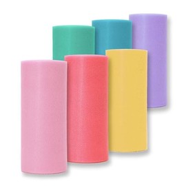 TRAICO Tulle Ribbon 6 Pastel Colors Pack for Wedding Decoration Christmas Thanksgiving Gift Wrapping DIY Crafts Tutu Skirt Home Decor 6" x 25 Yards x 6 Roll (Total 150 Yards)