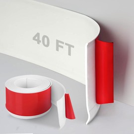 DSGL Flexible Baseboard Molding Trim, 4 in x 40 Ft Self-Adhesive Vinyl Wall Base,Peel and Stick Rubber Wall Base Moulding Trim (White)