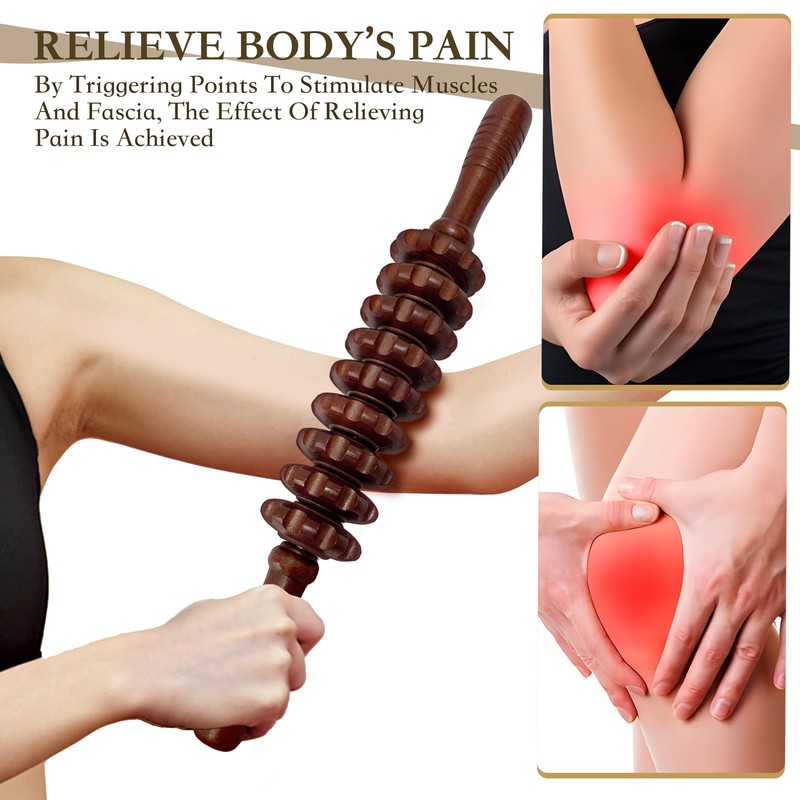 MIOKAN Wood Therapy Massage Roller Stick with Release Myofascial Trigger