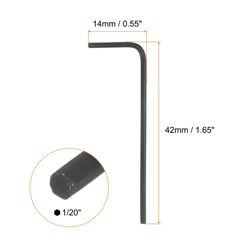 sourcing map 20pcs Hex Key Wrench 1/20" L-Shape Hexagon SAE