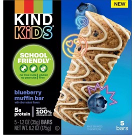 KIND Kids Blueberry Muffin Bar with Other Natural Flavors, Tree Nut Free, 5 Bars
