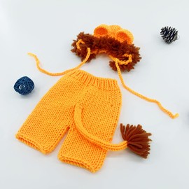 Zeroest Newborn Photography Props Outfits, Crochet Lion Sets for Baby photoshoot Infants Girl Boy Picture Photo Costume (Yellow-02)