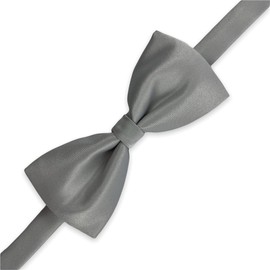 New Rochelle – Corbata de Moño, Pajarita de Satín, Preatado con Cinta de Cuello Ajustable y Diseño Elegante Liso Solido (Gris Perla)